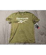 Reebok Men’s Burnt Olive Heather Logo T-Shirt Activewear Top Size L NWT - $252.59 MXN