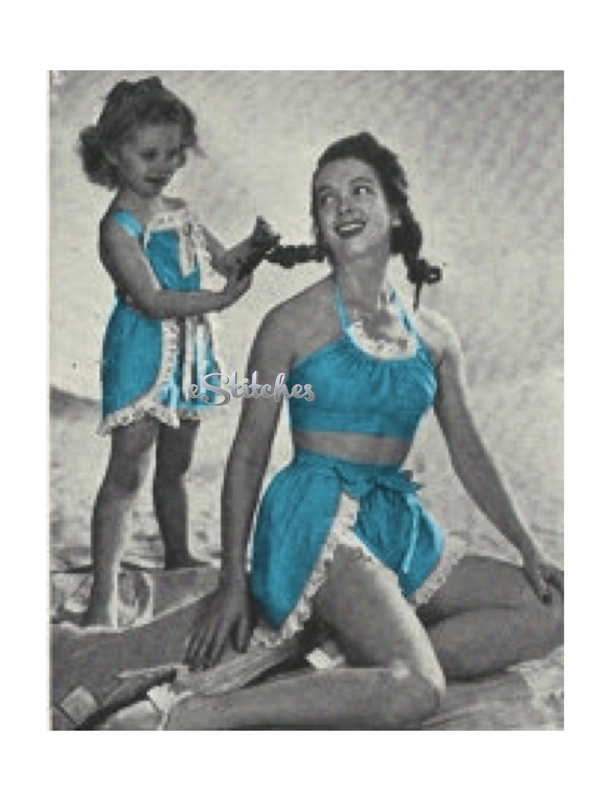 1940s Halter Top Diaper Wrap Shorts Misses Girls - Sewing pattern (PDF 1924) - $3.75