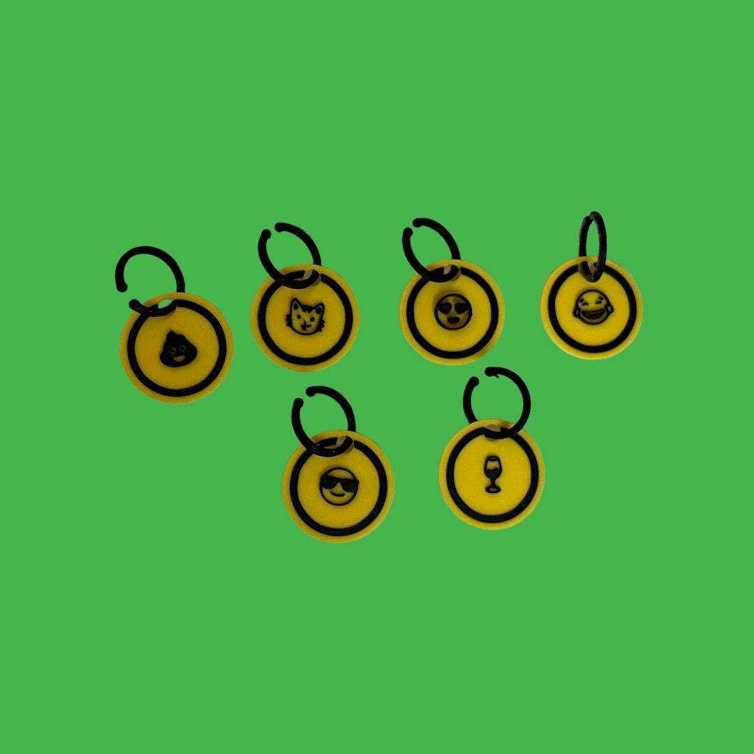 Emoji Drink Glass Markers Charms 6 Pieces 3D Printed - $5.21
