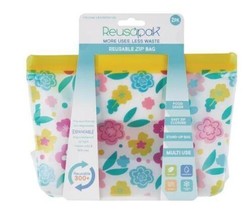 Reusapak Spring Floral Gusset Zip Bag 2 pack Large Food Grade - $12.47