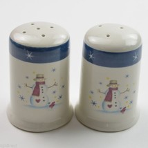 Holiday Home Snowman Pattern Salt &amp; Pepper Shaker Set China Tableware Christmas - £8.51 GBP