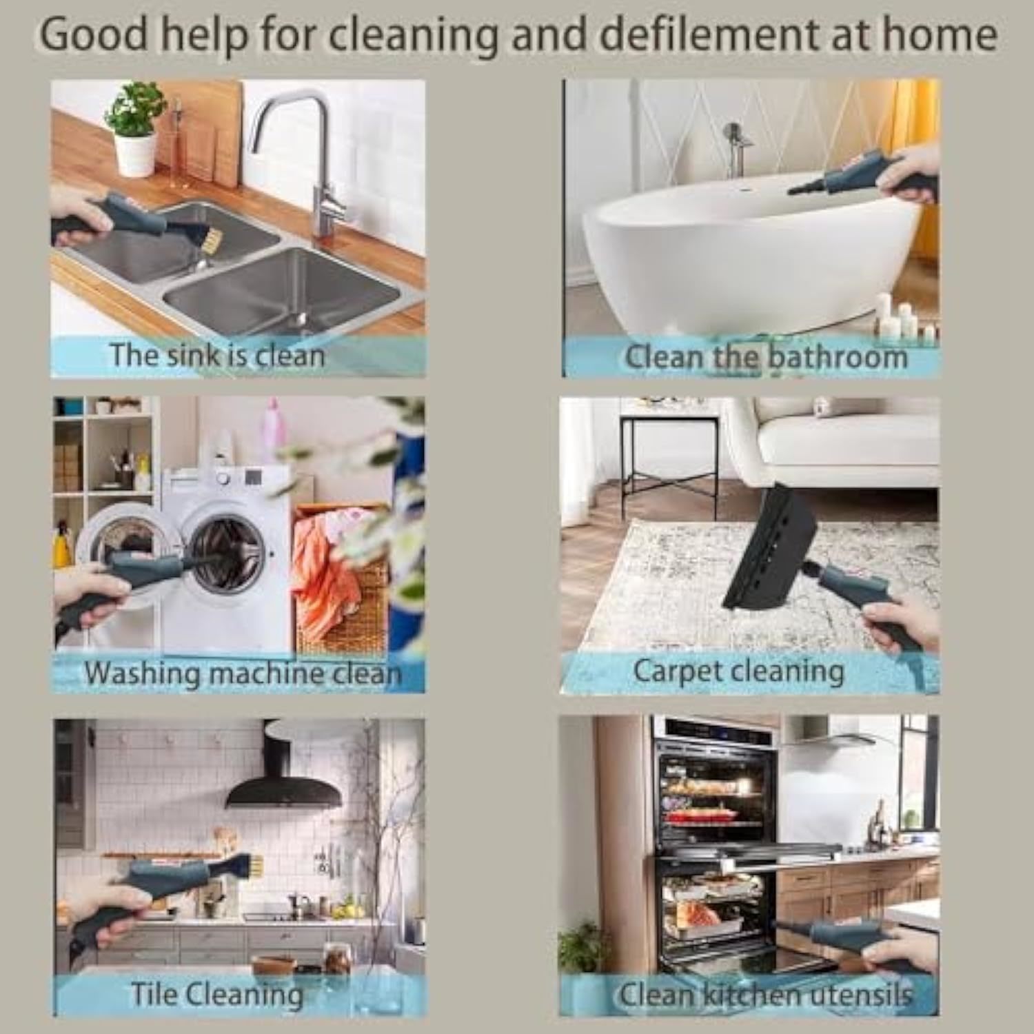 Steam Cleaner, Steam Jet Cleaner, 6-Speed Adjustable, 15-Second Heating, Hand-He