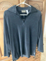 Liz Claiborne Lizwear Charcoal Velour Shirt Women’s Size Medium v neck - £29.31 GBP