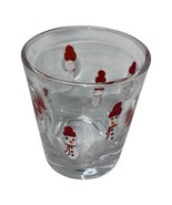 Vintage Crate &amp; Barrel Snowman Red Hat Hand Blown Glass Tumblers Low Ball - $9.50