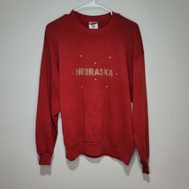 Vintage 90s Nebraska Bedazzled Sweater Sweatshirt L Jerzees Made In USA - £19.77 GBP
