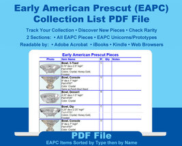 Early American Prescut Collector&#39;s Basic Collection List by Type by Name (PDF) - £3.92 GBP