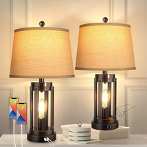 Table Lamps With USB Ports 3 Way Dimmable Farmhouse Touch Oil Rubbed NEW - £102.29 GBP