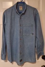 Dickies Shirt Mens Medium M Blue Denim Long Sleeve 100% Cotton Work Wear... - $21.34