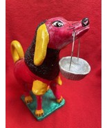 Mexican Fine Folk Art Barro Betus Ceramic Dog With Basket By Juan José M... - $70.00