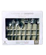 BRANDANI Italy Diamond Hotel Collection Stainless Steel 43Pc Flatware Set for 8. - $183.15