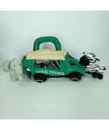 Mud Pie Safari Friends Car Carries Plush Elephant Zebra 9&quot; L Stuffed Ani... - $33.65