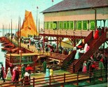 Atlantic City New Jersey NJ The Inlet Dock w Boats 1910s Vtg Postcard Q15 - $3.91