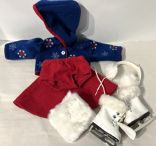 American Girl Doll Clothes Mollys Ice Skating Outfit Retired Hoodie Skirt 0145 - £42.21 GBP