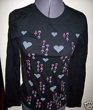 WOMEN&#39;S/JRS SPLIT BLACK WONDER WALL HEART L/S TEE T SHIRT SIZE SMALL NEW... - $14.99