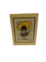 1983 De Grazia Goebel De Grazia Flower Boy Art Ceramic Tile Framed Hand Crafted - $11.86