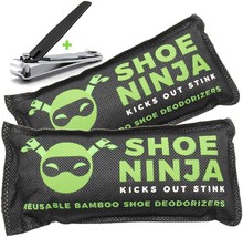 Shoe Ninja Activated Bamboo Charcoal Shoe Deodorizer Inserts W Nail Clipper NEW - £9.65 GBP