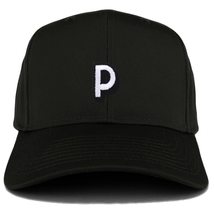 Trendy Apparel Shop Alphabet P Patch Structured Baseball Cap - Black - £14.21 GBP