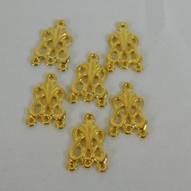 6 Filigree Drop Gold Tone Earring Chandelier Connector Jewelry Making 1&quot; Lg - £4.65 GBP