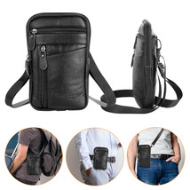 Men Leather Fashion Cell Phone Pouch Belt Loop Bag Shoulder Crossbody Wa... - £15.97 GBP