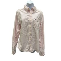 Abercrombie &amp; Fitch Men Button Up Shirt M Pink Muscle Long Sleeve Thick ... - $23.74