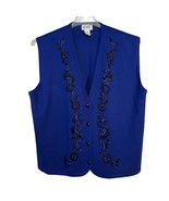 Koret Womens Size XL Blue Embellished Knit Vest Wool Blend - $24.74