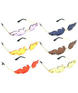 SLIM RIMLESS FLAME HOT FIRE LENSES FUTURISTIC SKINNY SUNGLASSES RETRO HI... - €7,69 EUR