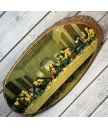 Vintage The Last Supper Print Rustic Art on Wood Slice 8x17 Jesus Catholic - $28.71