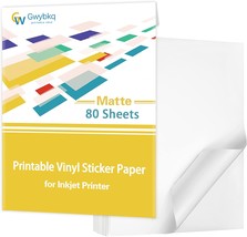 Premium Printable Vinyl Sticker Paper For Inkjet Printer, 80 Sheets Matt... - £30.00 GBP