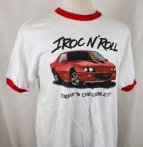 Vintage Chevy Camaro IROC T-Shirt Large Ringer Hanes 50/50 Two Sided USA 80s GM - £45.61 GBP