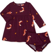 Wonder Nation Baby Girls Knit Play Dress W Diaper Cover 18 Months Fox Print - £8.82 GBP