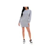 Kingston Grey Juniors&#39; Crew Neck Long Sleeve Puff-Sleeve Casual Dress (Grey, M) - $11.39