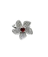 Real 925 Sterling Silver Ring Red White CZ Platinum Finish - £29.81 GBP