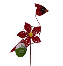Garden Collection NEW Red Cardinal/Poinsettia Stake, 2ft Tall Outdoor Stake - $25.62