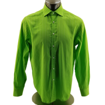 RALPH LAUREN PURPLE LABEL Dress Shirt Mens Green  Striped Button Up Large - £51.67 GBP