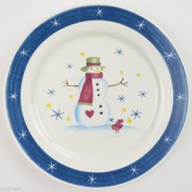 Holiday Home China Snowman Pattern Salad Plate Christmas Dinnerware Winter Snow - £6.87 GBP