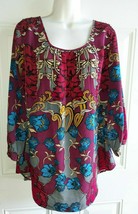 Lane Bryant Embellished Pullover Scoop Neck Tunic Top Blouse Multicolor Size 14 - £12.11 GBP