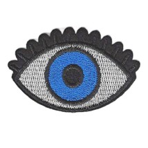 Evil Eye Iron On Patch 2.25&quot; Small Blue Eye Hamsa Embriodered Applique New - £1.86 GBP