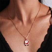 Red Enamel &amp; 18K Gold-Plated Santa Pendant Necklace - £9.47 GBP
