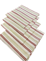 100% Cotton Striped Textile Napkins White/Red/Green Set of 4 - $11.90 CAD