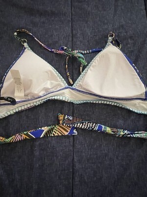 New La Blanca Palm Blue Halter Top & Side Tie Hipster Bottoms Size 14 Item image 7
