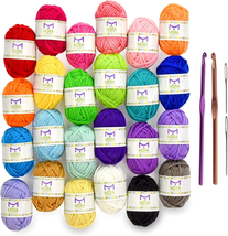 24 Acrylic Yarn Skeins | 525 Yards of Craft Yarn for Knitting and Croche... - $23.98