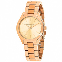Michael Kors Women&#39;s Slim Runway Rose Gold Dial Watch - MK3513 - £101.66 GBP