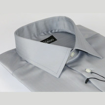 Men Mondego 100% Soft Cotton Dress Business Classic shirt A1300 Gray Herringbone image 3