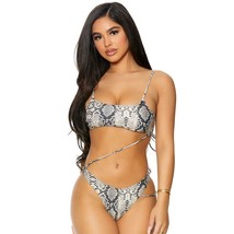Cut Out One Piece Swimsuit Strappy High Leg Thong Monokini Reptile Print... - £24.80 GBP