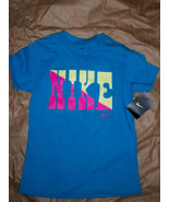 NIKE GIRL&#39;S RETRO LOGO ACTIVE TEE T SHIRT BLUE NEW $25 SIZE MEDIUM M MED - $323.45 MXN