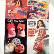 Vintage Coats &amp; Clark&#39;s Books Creative Afghans Gift Bazaar Granny Squares 1970s - £26.37 GBP