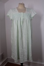 Vtg 90s Miss Elaine L Green Smocked Short Sleeve Dress Nightgown - £20.79 GBP