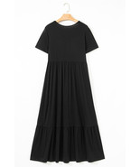 Black Solid Color T-shirt High Waist Pocketed Long Dress - €25,76 EUR Black Solid Color T-shirt High Waist Pocketed Long Dress - €25,76 EUR