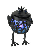 Scratch &amp; Dent Metal Frog Blue LED Solar Garden Statue Accent Light - £31.15 GBP