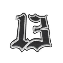 THIRTEEN IRON ON PATCH 2.8&quot; Biker Lucky Number 13 Outlaw Rebel Embroider... - £3.94 GBP